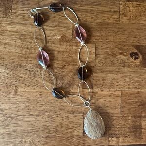 Lia Sophia Gold Necklace with Brown and Pink Accents